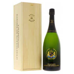 Bottle and wooden box of Barons de Rothschild Brut Jeroboam Champagne